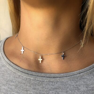 серебряное колье