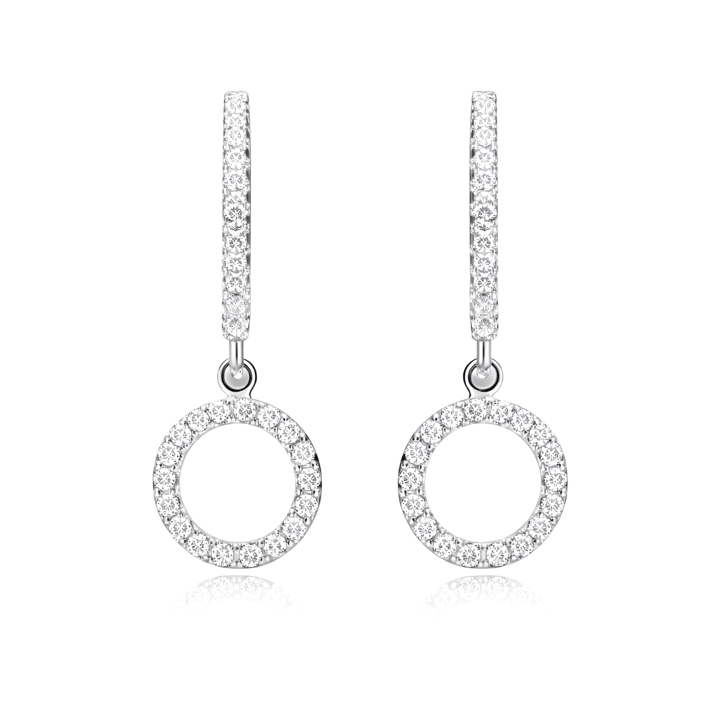 Серебряные серьги с фианитами Ария