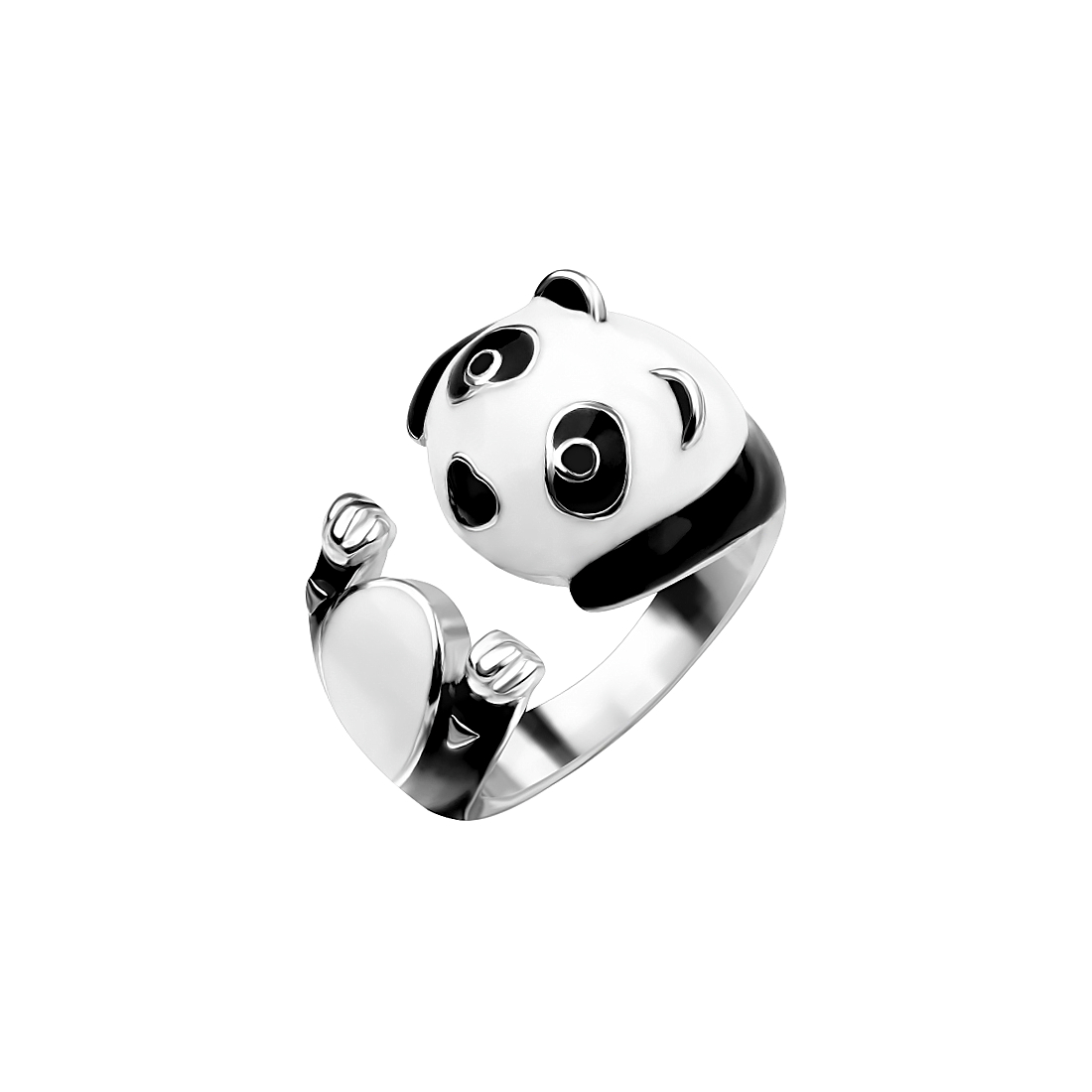 Серебряное кольцо с эмалью Панда