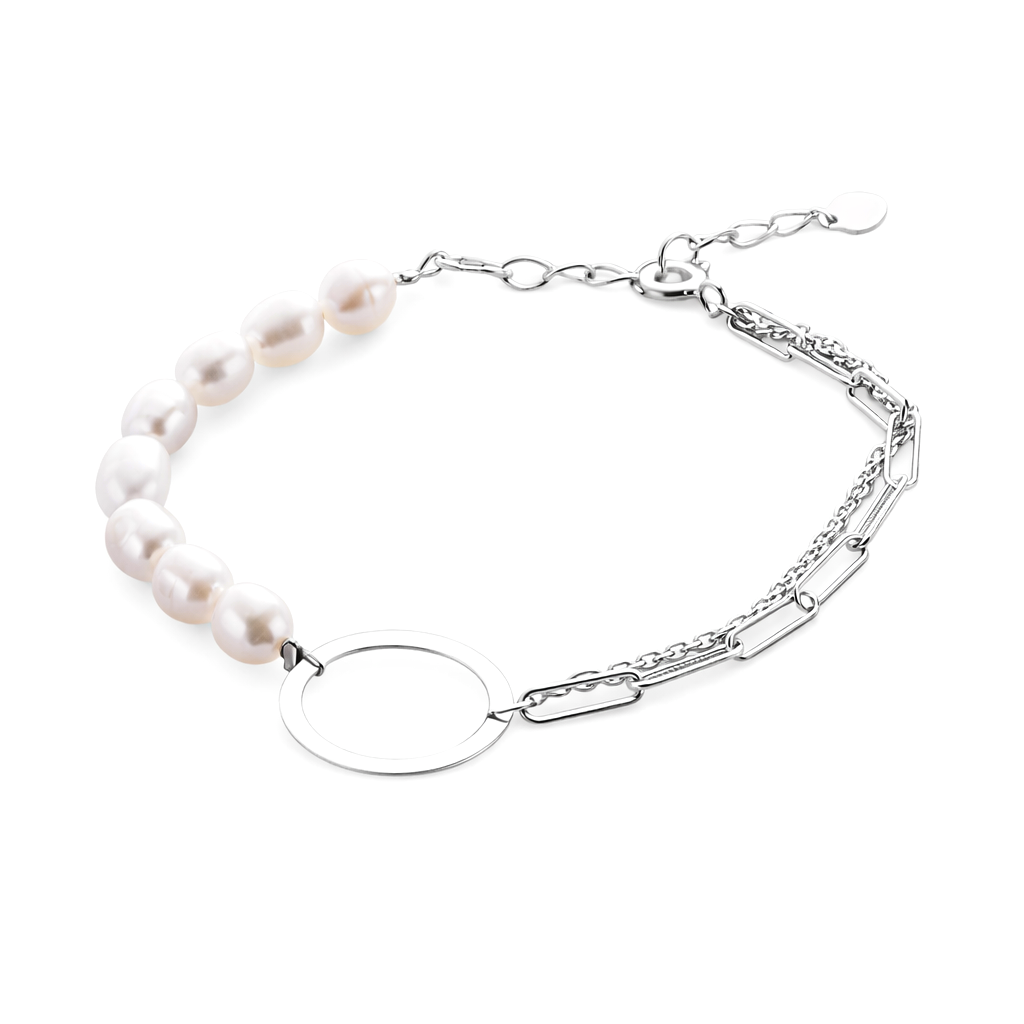 Срібний браслет з перлами Аврора
