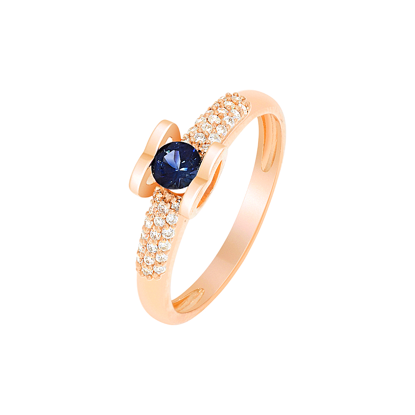 Золота каблучка з діамантами та сапфіром