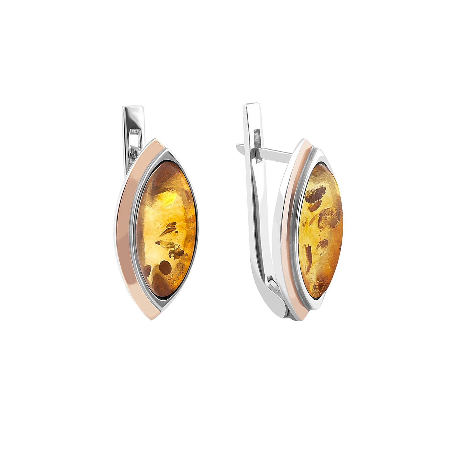 Серебряные серьги с янтарем Жарина