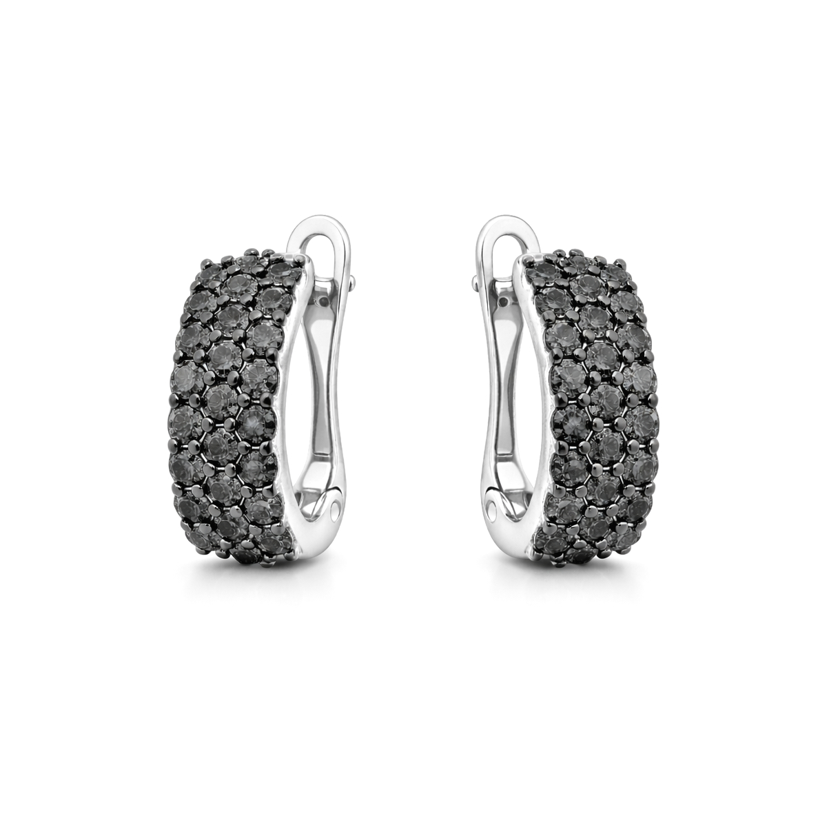 Срібні сережки з фіанітами Нуар