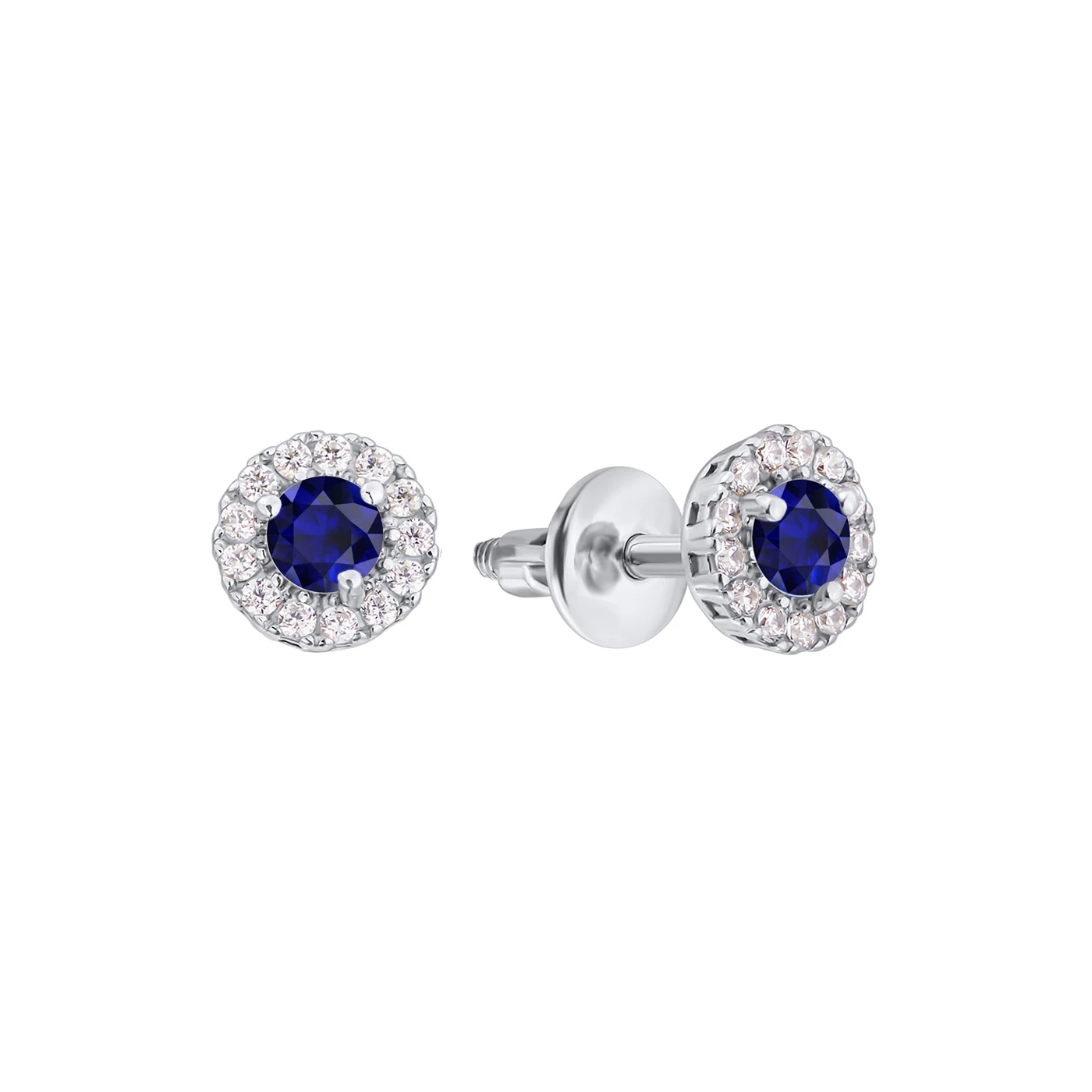 Сережки-пусети срібні з сапфірами Сонечко