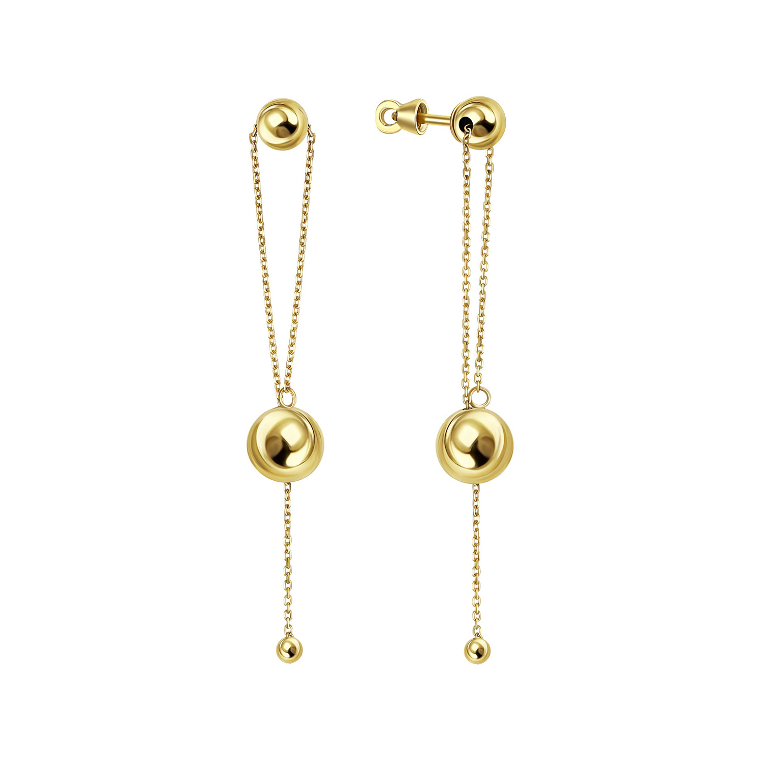 Золотые серьги-пусеты Мираж