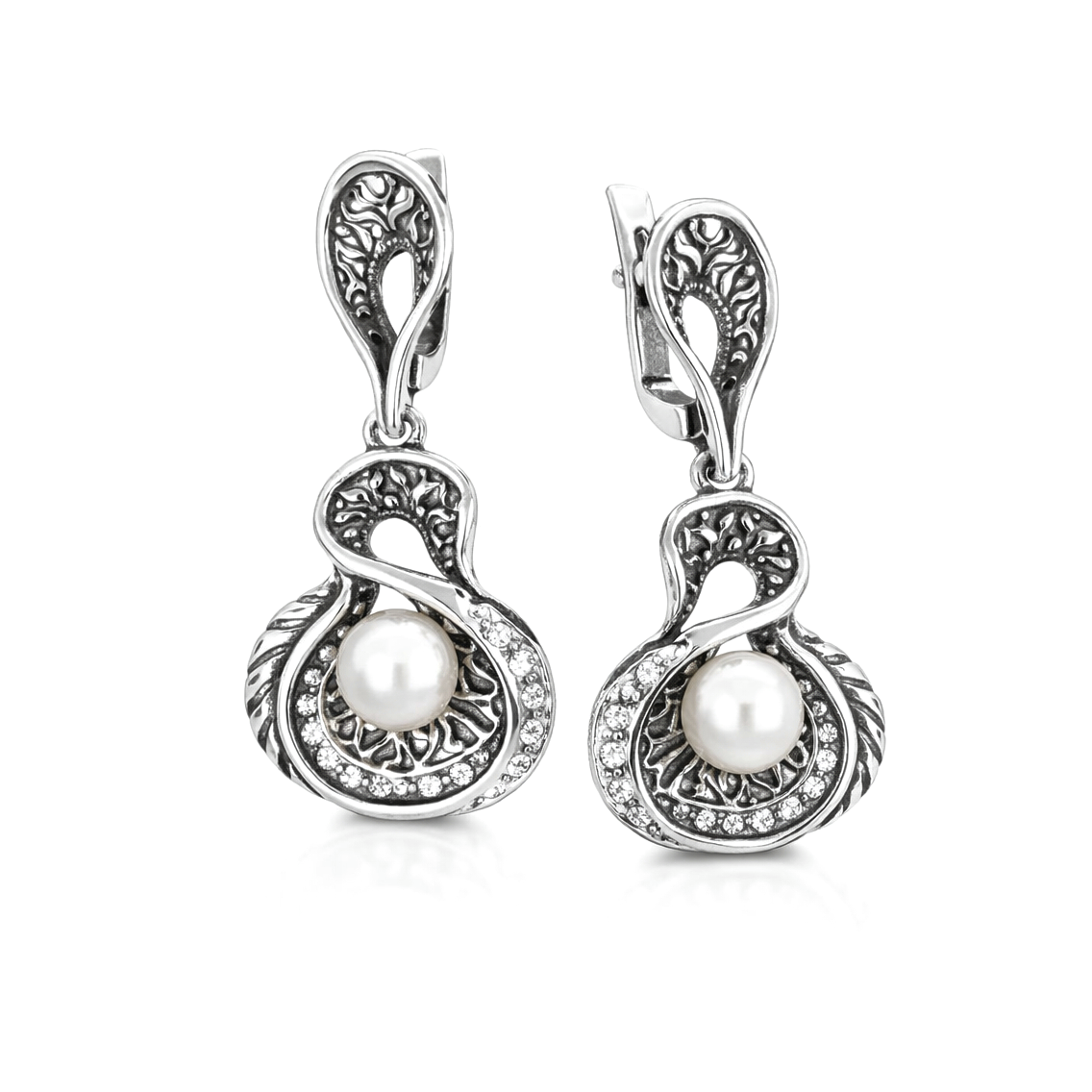 Серебряные серьги Окинава